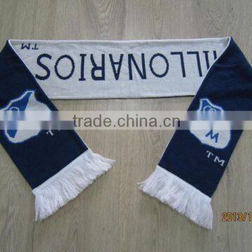 customized design100% acrylic soccer scarf for fan