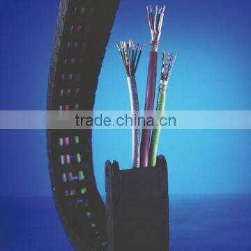 Flexible cables for cable tracks are especially designed for use with high reversed bending stress.