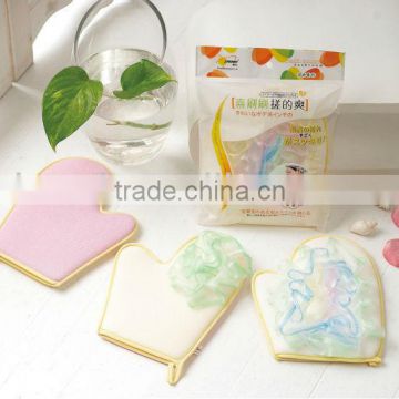 wholesale high grade flower sponge shower gloves ,exfoliating gloves bath mitt wholesale