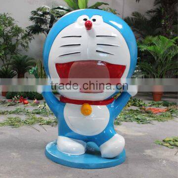 Fiberglass Doraemon blue fatty cat sculpture