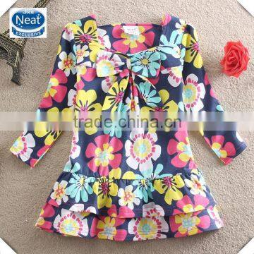 (L335) 2-6y Neat new winter flower girl dresses three colors girls frocks long sleeve fashionable design child dresses