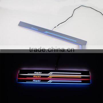 1 Pair Car LED Flash Door Sills Moving Scuff Plate Light Front Door For Skoda Rapid 2013 2014 2015 2016