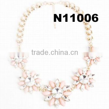 2014 wholesale chunky crystal flower statement necklace in china