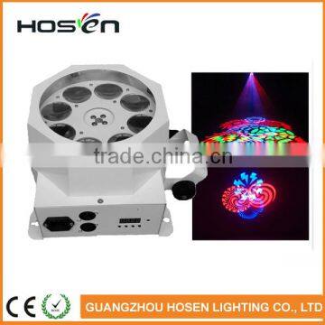 2016 NEW DMX 7CH 8 Eyes Rotate Pattern RGBW 8*3w LED Effect Light Gobo LED Pattern Light