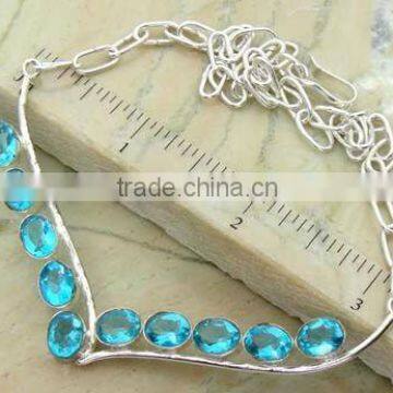 13.00ctw Genuine BLUE TOPAZ & .925 Sterling Silver Necklace Jewelry Wholesale