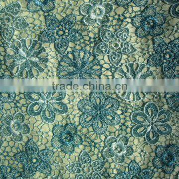 Variety florals with metallic water soluble embroidery lace fabric (HKZ1085-AW001)