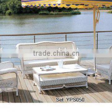 Indoor hotel hall furniture white wicker sofa set YPS050