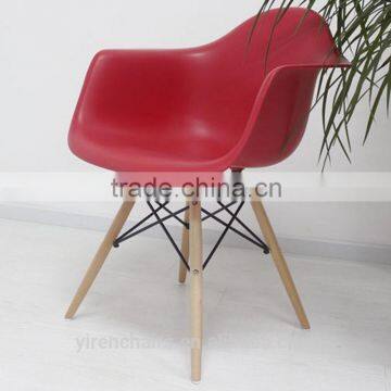 Plastic seat with wood leg dining chair/dining room home furniture