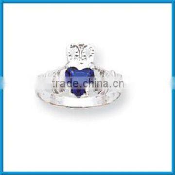 Fashion white gold september birthstone natural gemstone ring claddagh ring