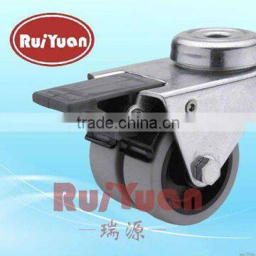 European type TPR wheel bolt hole double brake twin wheel caster