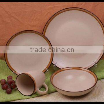 matt glaze with gray edge stoneware tableware made in China 16pcs ceramic dinnerware color glaze stoneware dinner set