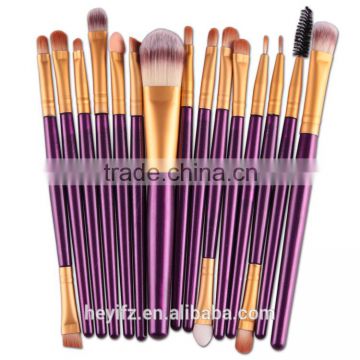 Hot Sell Multicolored ABS Handle Synthetic Hair 15PCS Makeup Brush Set