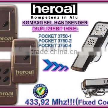 Heroal remote pocket 3750-1,3750-2,3750-4 , Heroal garage door remote,Heroal transmitter