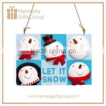 Let it Snow Winter Christmas Snowman Hanging Sign Wall Decor