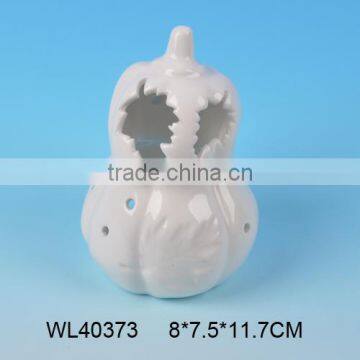 Wholesale white porcelain halloween pumpkin led,ceramic halloween decoration