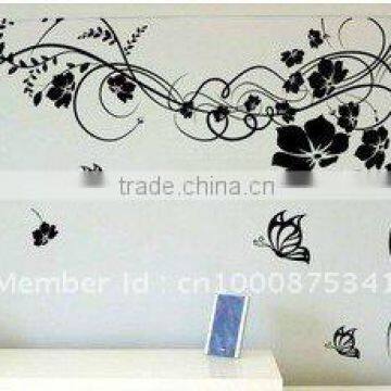 JPSticker001 width100 * high73cm 1 set fashion flower butterfly wall stickers, decorative stickers , PVC stickers