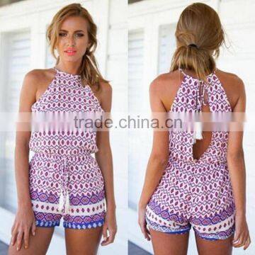 JPSKIRT1605471 Elegant Cute Girls Summer Floral Printing Beach Jumpsuit