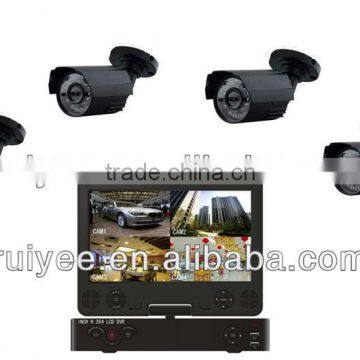 DVR-6414MKS Surveillance System CCTV 4X IR Day/Night Camera 4 Channel 4CH 4 CH DVR KIT + 10.5 inch LCD