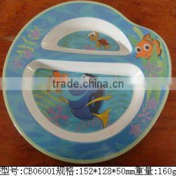 Melamine cute design kids sectional dinner plate