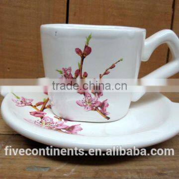 new decal 180ml ceramic coffee cup and saucer