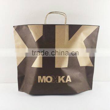 Flexo printed promotional brown kraft paper bags with twisted patch handle in new style