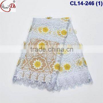 CL14-246 On slaes fabric net lace with 3 D flowers embroidery for young lady dress