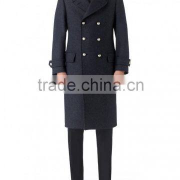 2014 new style 100% cashmere classic dark grey men coat winter