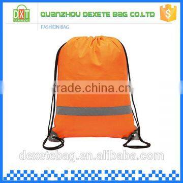 Custom high quality polyester orange outdoor bag drawstring