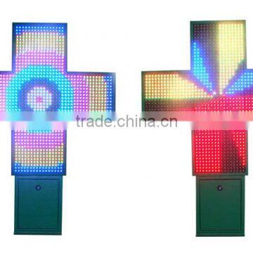 80cm/P16 RGB Full Color LED Pharmacy Cross Display with double sides