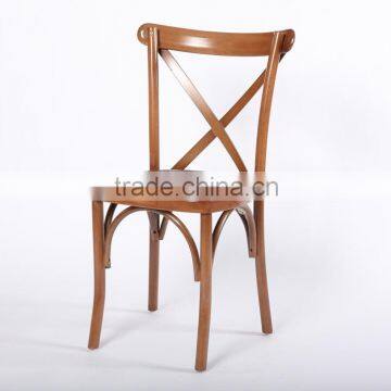 French style Antique color wood cross back chair/X back dining chair with PU seat