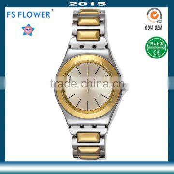 FS FLOWER - Two Tone Gold Watch Stainless Steel Case Back Japan Quartz Movt
