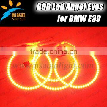 High quality E39 led RGB angel eyes for BMW 9-16V DC 35W angel eyes ring car head lamp with 16 colors remote control