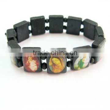 Black wooden jesus bracelet