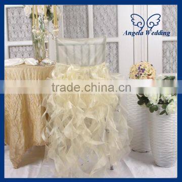 CH007D Nice doule ruffles frilly curly willow double puffy wedding champagne or light gold chair covers