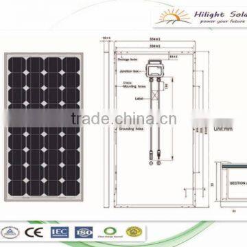 100W mono Solar PV Panel with Tuv Iec Ce Cec Iso Inmetro