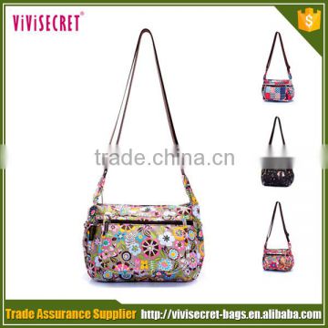 custom fashionable flower fabric ladies single long strap small shoulder bag