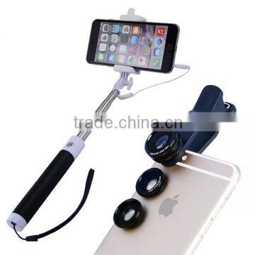 Apexel Camera Lens 3 in 1, Fisheye Lens for Mobile Phone, Selfie Stick With 3.5mm Cable for All Phones photo-3