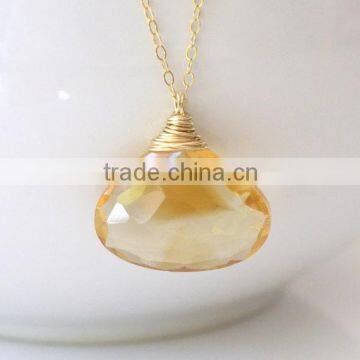 Citrine gemstone Gold plated silver Necklace