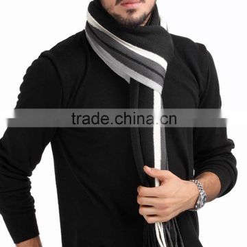 Men Classic Cashmere Scarf Winter Warm Soft Fringe Striped Tassel Shawl Wrap