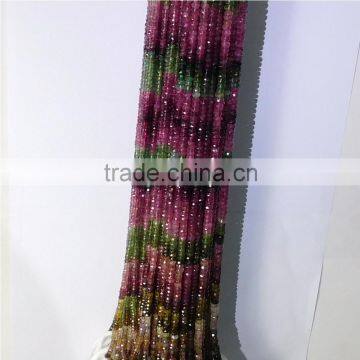 Natural Multi Tourmaline Roundel Faceted Beads Lines