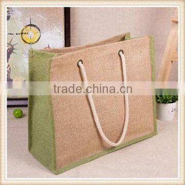 White Cotton Tote Portable Jute Shopping Bag Burlap Sack photo-2