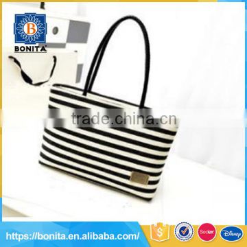 Wholesale young people black and white stripes tote bag custom