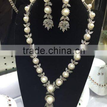 Best quality Cubic zirconia stone pearl jewelry sets