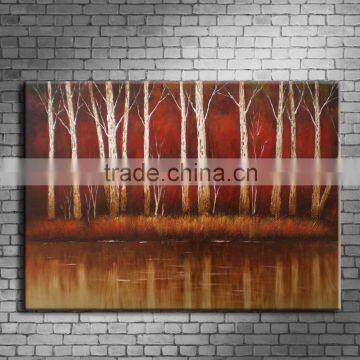 Handmade red woods canvas painting