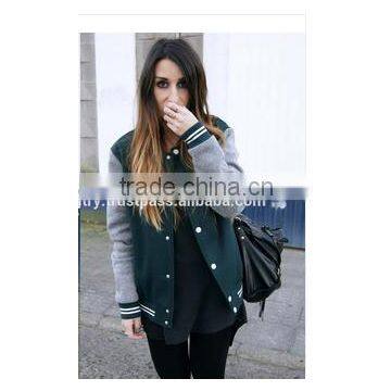 Dull colors varsity jackets for female 2016 designs