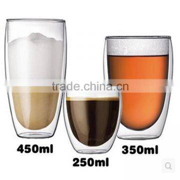 250ml/350ml/450ml/650ml Double Wall Coffee Mug Tea Cups Thermal Espresso glasses, Mouth blowing Pyrex borosilicate glass cup.