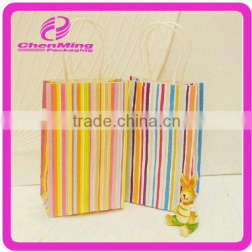 Yiwu promotional birthday gift packing striped paper bags