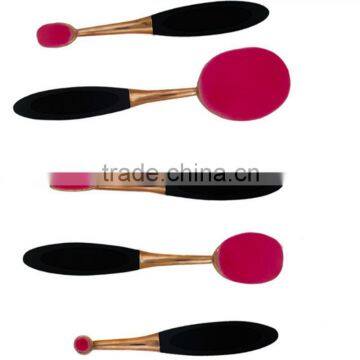 New arrival 5pcs oval makeup brush set,newest pink hair oval brush set