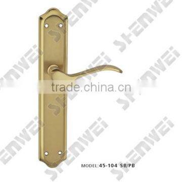 45-140 SB/PB door lever handle on plate, brass door handle, furniture hardware, furniture handle, door handle