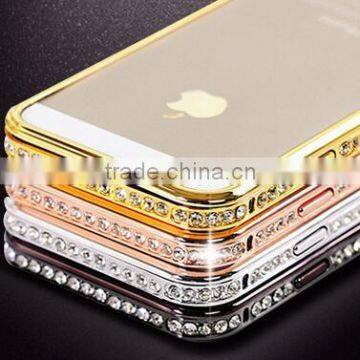 Luxury Crystal Rhinestone Diamond Bling Mobile Phone Metal Bumper Frame case For iPhone 6